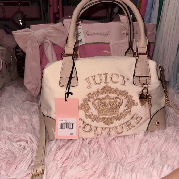 Juicy Couture Falling for Juicy Cream Embroidered Logo Satchel - Picture 4 of 6